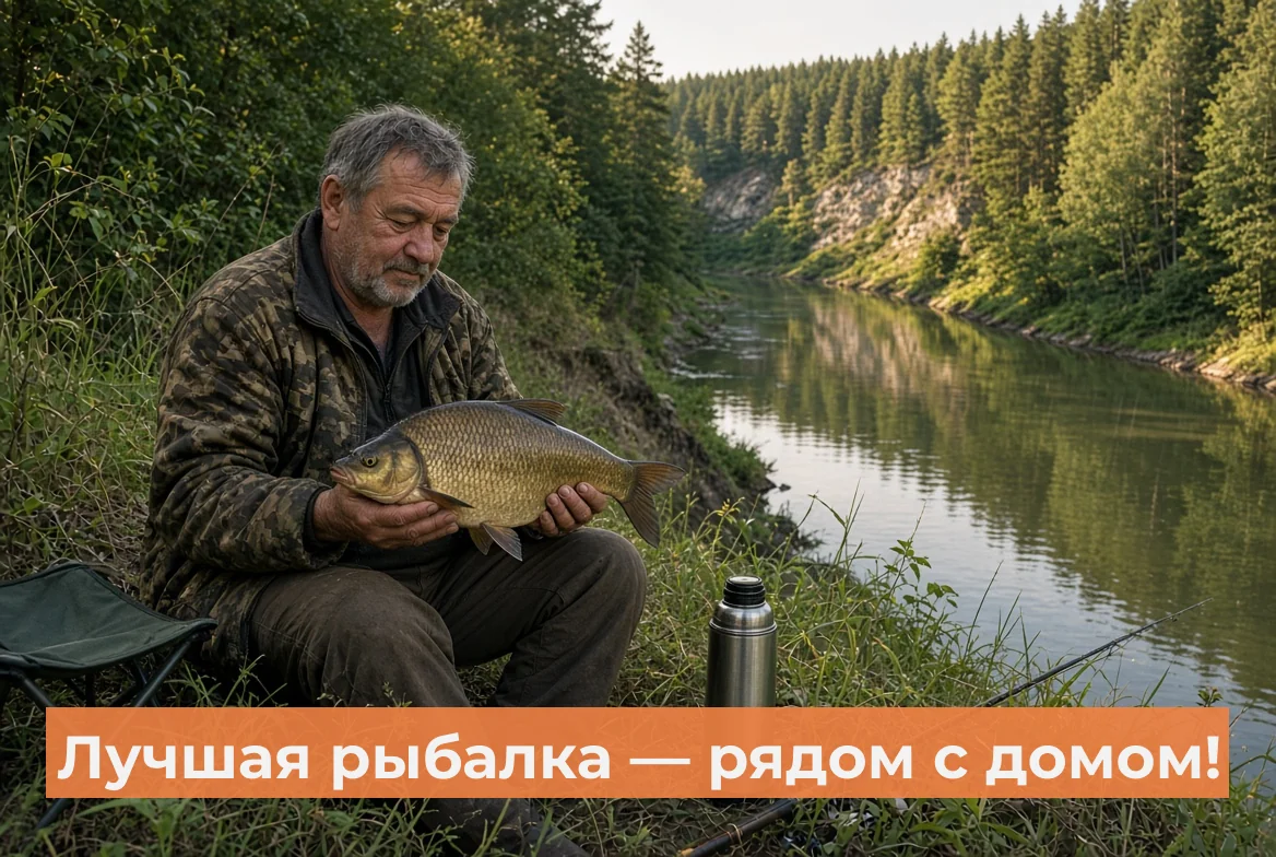 Здесь рыбалка начинается у ворот дома: Каширка, лес и 200 метров до тишины